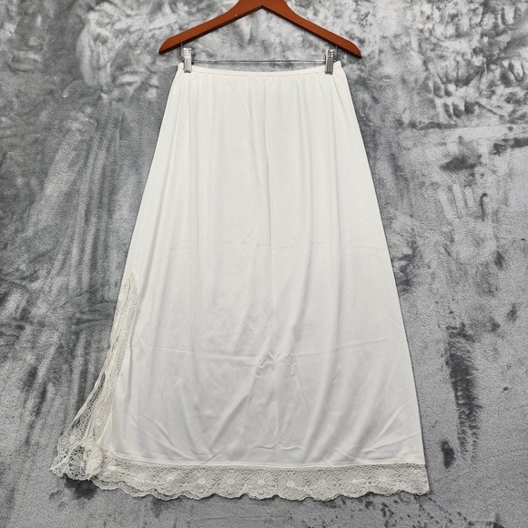 OPALAIRE Other - Vintage OPALAIRE‎ Half Slip Womens 1X White Nylon Lace Trim Front Slit Lingerie
